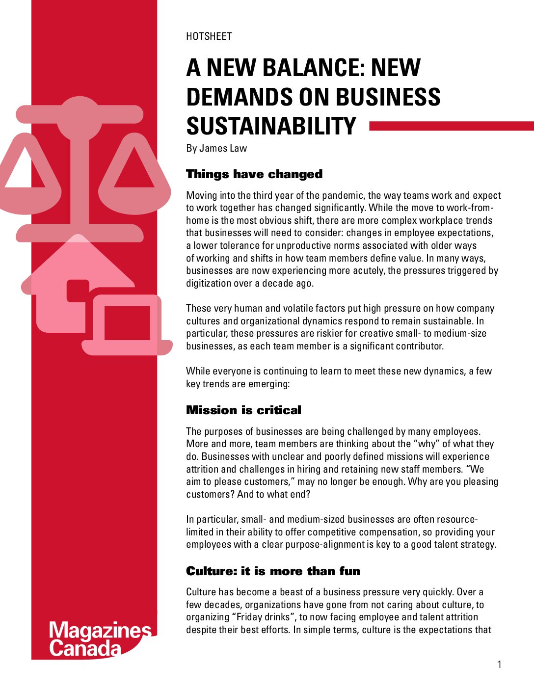 A New Balance – New Demands on Business Sustainability